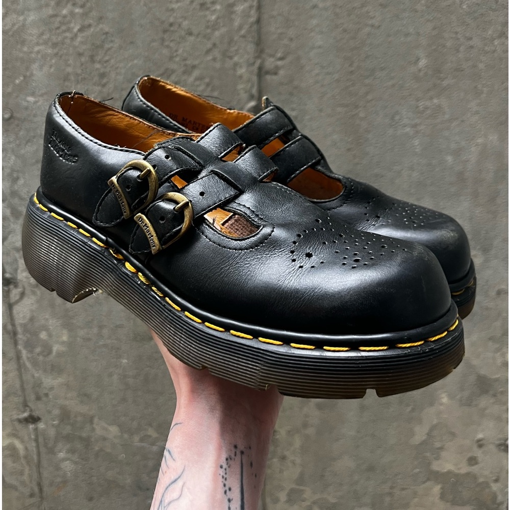 Dr. Martens Mary Jane Shoes 12916 US Size 8 Womens Double Buckle Black Leather